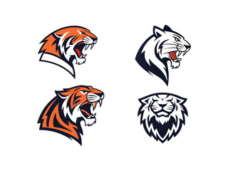 Obraz premium Modern Tiger Face Logo Collection – Esport and Brand Use