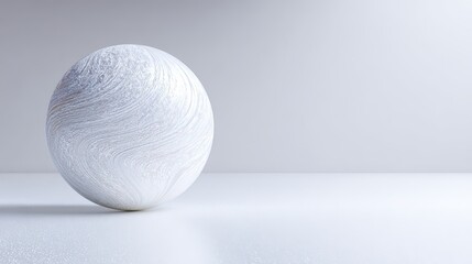 White Glittery Sphere Ornament On White Background