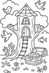 house in the forest,Cozy House Surrounded by Forest – Vector Illustration