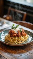 fettuccine topped with rich tomato-braised chicken