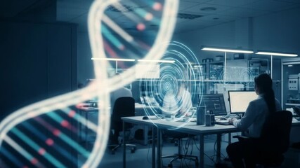 Scientists Working with DNA Data in a Modern Laboratory - Powered by Adobe