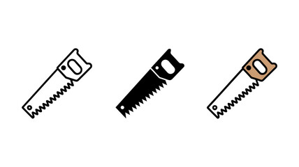 Fototapeta premium Vector art of Three stylized hand saws with different designs isolated on white background