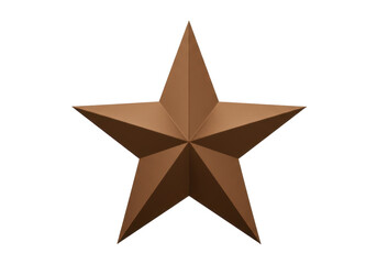 Fototapeta premium Three-dimensional bronze star sculpture with sharp edges on a plain background