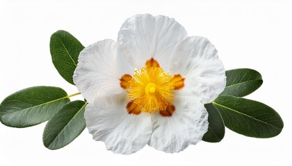 Naklejka premium cistus ladanifer flower plant isolated on on white transparent background cut out png element cistus ladaniferus white flower