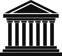 Solid Black Ancient Greek Temple Simple Vector Icon