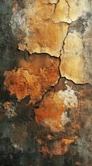 Naklejka premium Distressed Wall Texture with Cracked and Peeling Paint Surface