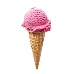 Pink ice cream scoop in waffle cone (1)