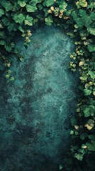 Ivy Growing on a Concrete Wall Background with Natural Green Frame