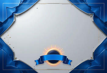 Modern Blue and White Certificate Template with Decorative Ribbon and Highlight Effect