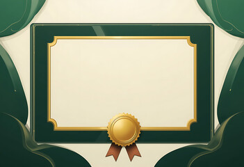 Green and Gold Certificate Template with Classic Frame and Decorative Award Seal