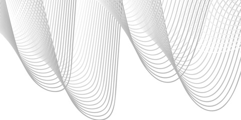 Transparent Background Vector of Grey Wavy Tech Lines &ndash; Abstract Curves and Geometry in Minimal Style for Futuristic Mapping and Design Use