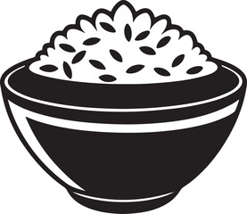 a bowl of rice silhouette, black and white silhouette, vector and illustration