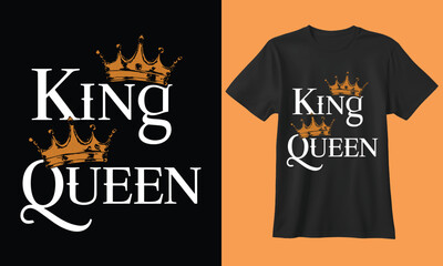 Obraz premium King and queen crowns typography t shirt design