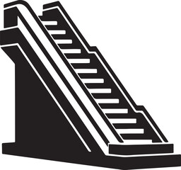 escalator stairs silhouette, black and white silhouette, vector and illustration