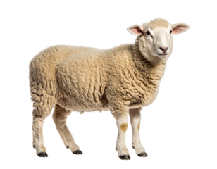  Cute Fluffy Sheep Looking Back Over Shoulder, Side Pose with Gentle Expression Transparent Background PNG