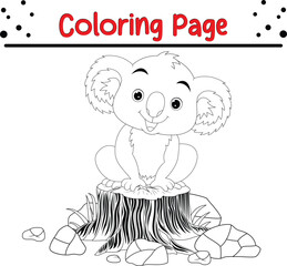 Koala Coloring Page. Jungle animal coloring book page