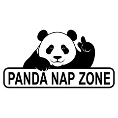 Sleeping Panda Silhouette on Clean White Background, Minimalist Cute Animal Vector for T-Shirt Design