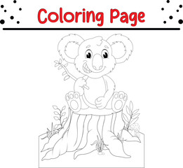 Koala Coloring Page. Jungle animal coloring book page