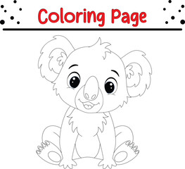 Koala Coloring Page. Jungle animal coloring book page