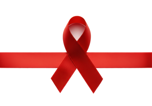 Red awareness ribbon symbolizing support for health causes on a clean background