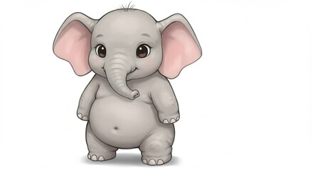 Obraz premium 愛らしい象の子 優しい光に包まれて穏やかに立つ. AI Generated