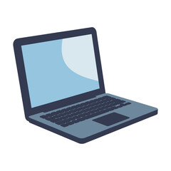 Fototapeta premium Open laptop computer with blue screen technology device