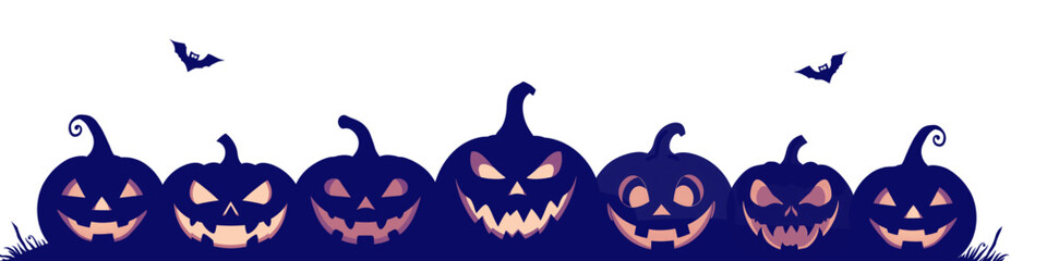 a eerie halloween night with glowing jack-o'-lanterns and flying bats