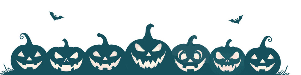 a spooky halloween night filled with glowing jack-o'-lanterns, creepy silhouettes, and haunting bats