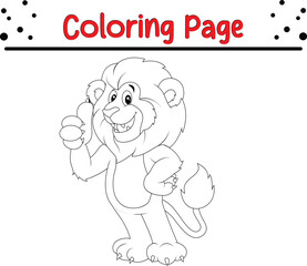 Cute Lion coloring page. Jungle animal coloring book page for kids