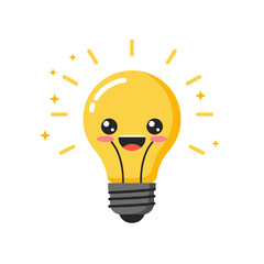 Cheerful light bulb illustration for creative projects, educational materials, and innovative branding