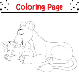 Cute Lion Animal Coloring Page for Kids