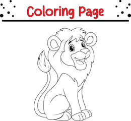 Cute Lion coloring page. Jungle animal coloring book page for kids
