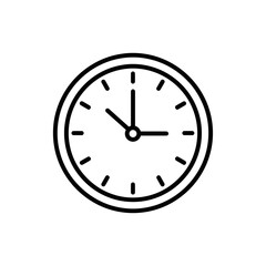 Clock icon showing time in black lines on transparent background  