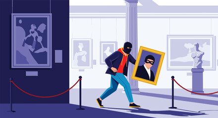 Art gallery heist a thief steals valuabl masterpiece painting during covert operation