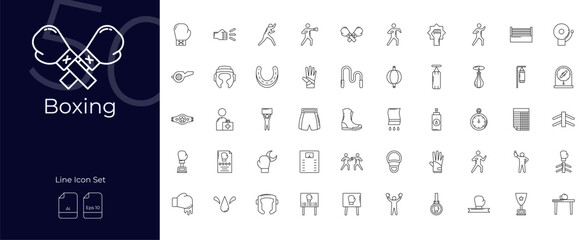 Boxing Line Editable Icons set. Vector illustration in modern thin line style of Boxing icons: fighting, ring, punch, etc