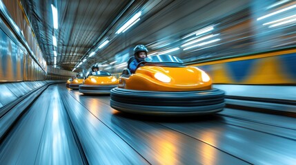 Fast-paced bumper cars in a tunnel