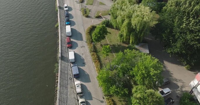 Aerial view of  Frederick Joliot-Curie Street in Wroclaw, Poland.