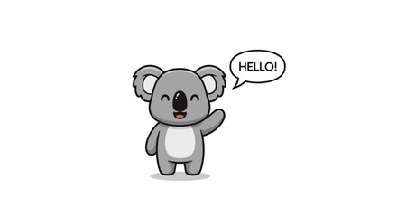 Obraz premium Cute cartoon koala waving hello friendly greeting adorable animal illustration