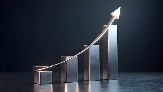 Reflective Silver Bar Charts Growth Trajectory Premium Laboratory