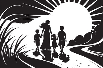 Family Love and Togetherness Silhouette Vector Bundle