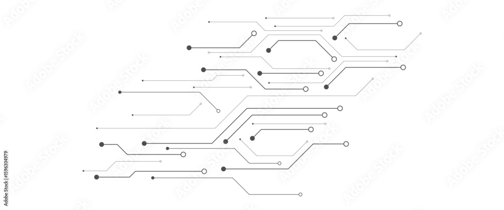 Aufkleber Vector Technology black circuit diagram concept. Abstract technology on white background. High-tech circuit board .