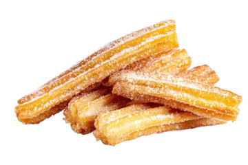 Pile of Churros with Sugar isolated on white transparent background
