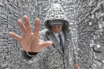 Virtual reality headset showcases secure digital architecture. Cybersecurity trends. Cybersecurity efforts lead to fewer attacks on dutch companies. Advanced security moves.