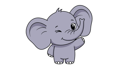 Fototapeta premium Adorable baby elephant waving hello with a friendly wink and a cute smile
