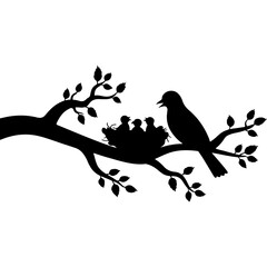Black and white silhouette illustration isolated on white background