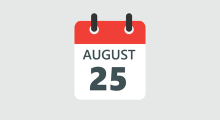 August 25 Calendar icon vector object design number