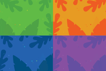 Fototapeta premium A vector illustration of colorful abstract backgrounds with subtle leaf patterns and small dots.