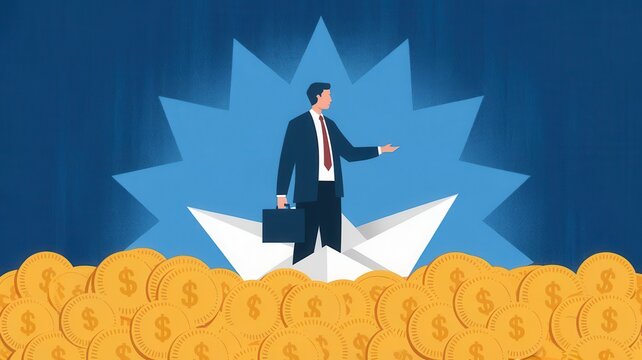 Conceptual illustration depicting financial navigation and business leadership