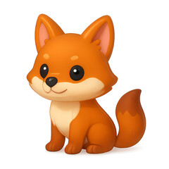 Obraz premium Adorable cartoon red fox sitting with happy expression. Great for educational content, stickers, and kid-friendly projects