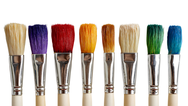 Colorful Paint Brushes Set – Isolated Artistic Tools with Painted Tips